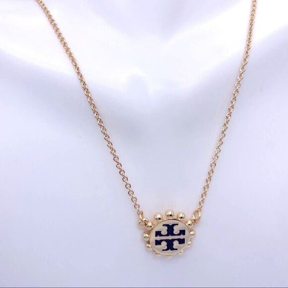 New Tory Burch Black Logo, Gold Adjustable Necklace - Picture 1 of 7